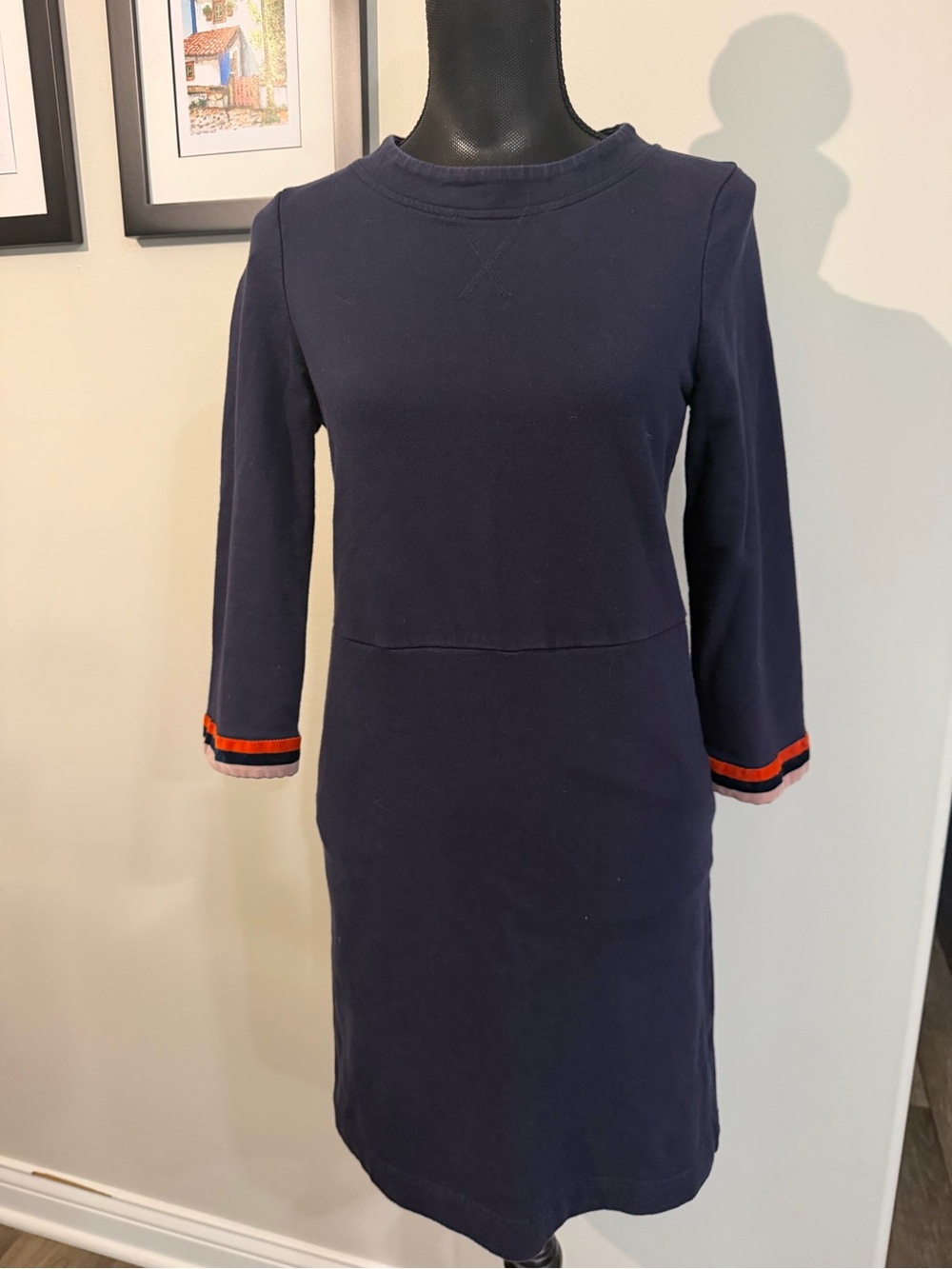 Boden Women’s Navy Sheath  Mini Dress with Contrast Cuff Detail Size 4 R